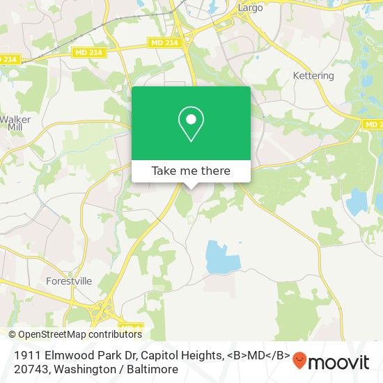 Mapa de 1911 Elmwood Park Dr, Capitol Heights, <B>MD< / B> 20743