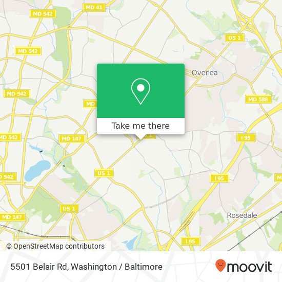 Mapa de 5501 Belair Rd, Baltimore, MD 21206