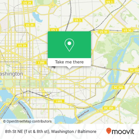 Mapa de 8th St NE (f st & 8th st), Washington, DC 20002