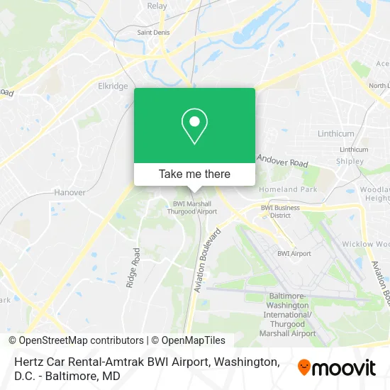 Hertz Car Rental-Amtrak BWI Airport map