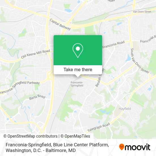 Franconia-Springfield, Blue Line Center Platform map