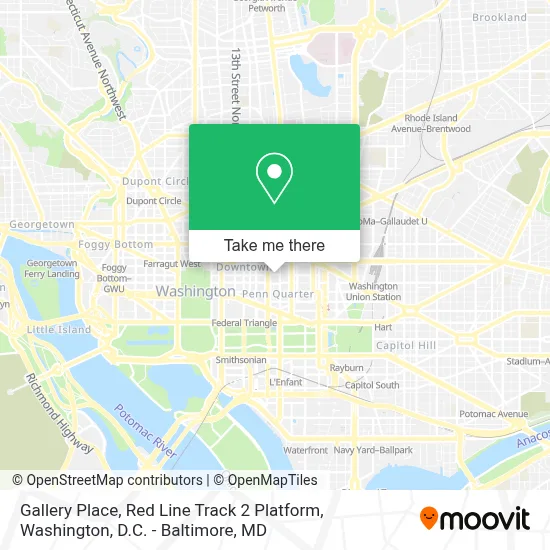 Gallery Place, Red Line Track 2 Platform map