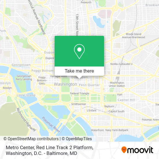 Metro Center, Red Line Track 2 Platform map