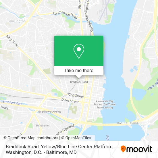Braddock Road, Yellow / Blue Line Center Platform map