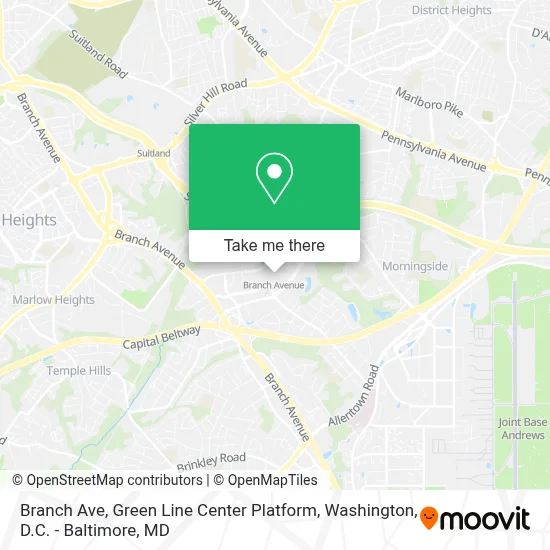 Branch Ave, Green Line Center Platform map