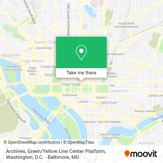 Archives, Green / Yellow Line Center Platform map