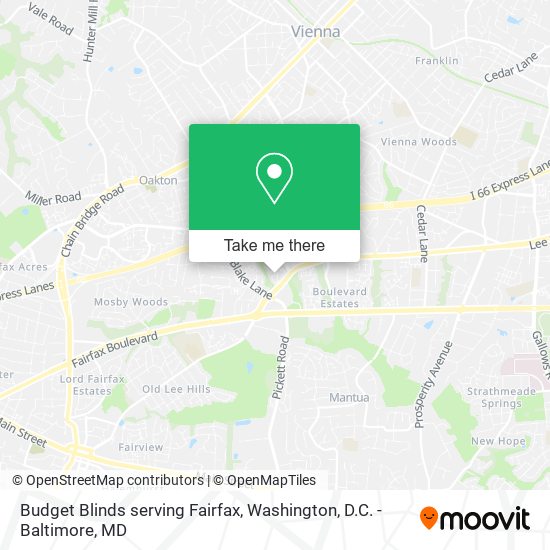 Budget Blinds serving Fairfax map