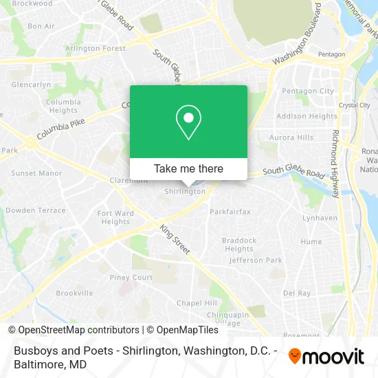 Mapa de Busboys and Poets - Shirlington