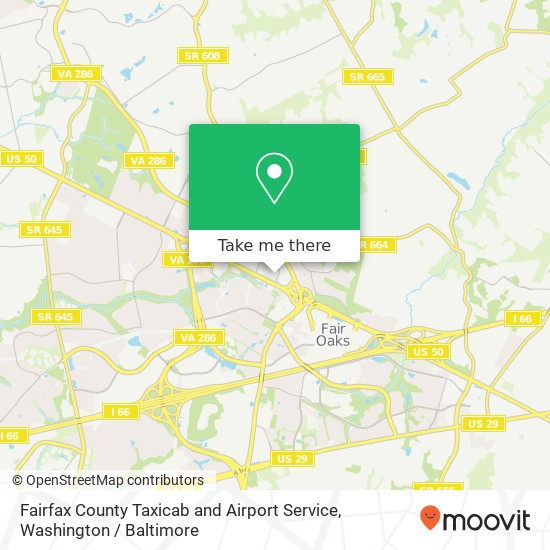 Mapa de Fairfax County Taxicab and Airport Service