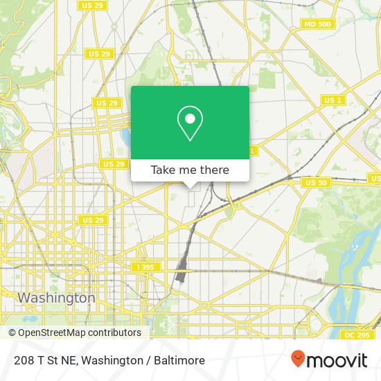 Mapa de 208 T St NE