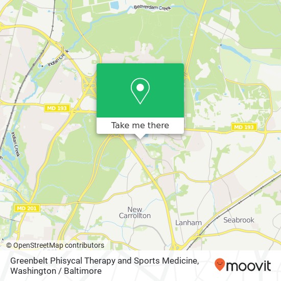 Mapa de Greenbelt Phisycal Therapy and Sports Medicine, 7241 Hanover Pkwy