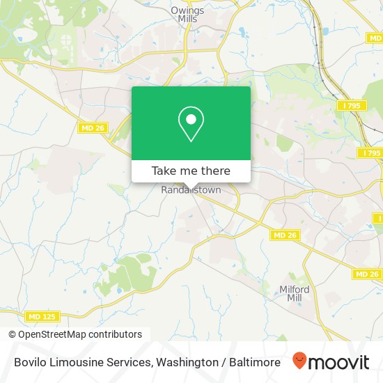 Mapa de Bovilo Limousine Services