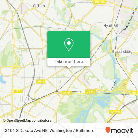 Mapa de 3101 S Dakota Ave NE, Washington, DC 20018