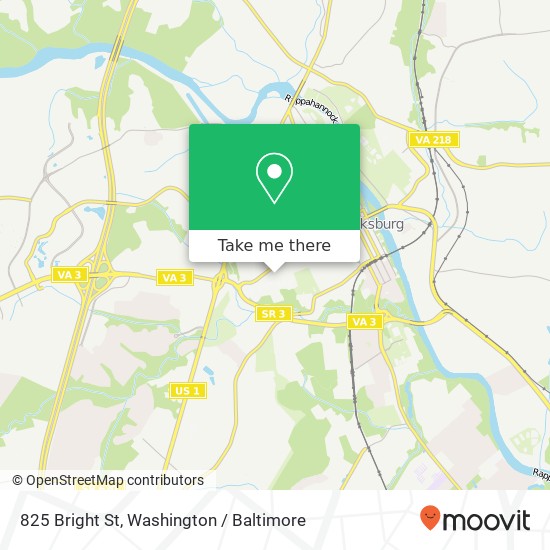 Mapa de 825 Bright St, Fredericksburg, VA 22401