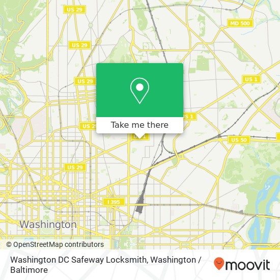 Mapa de Washington DC Safeway Locksmith, 138 U St NE