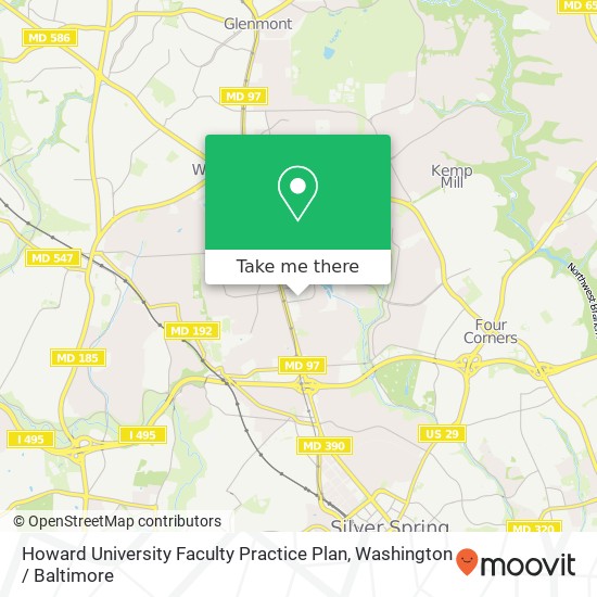 Mapa de Howard University Faculty Practice Plan, 2101 Medical Park Dr