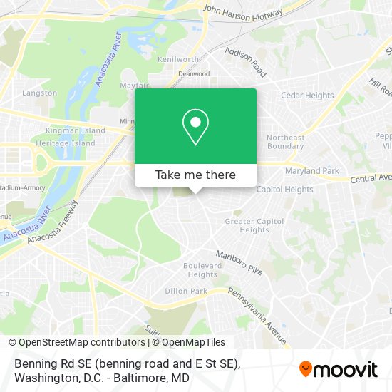 Mapa de Benning Rd SE (benning road and E St SE)