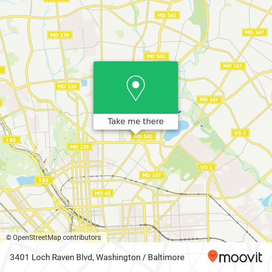 Mapa de 3401 Loch Raven Blvd, Baltimore, MD 21218