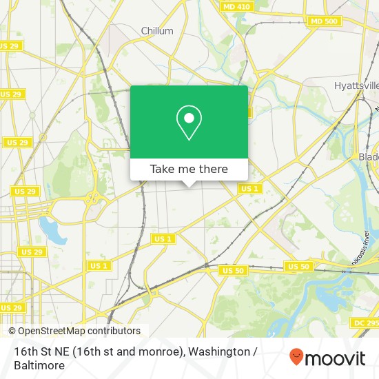 Mapa de 16th St NE (16th st and monroe), Washington, DC 20018