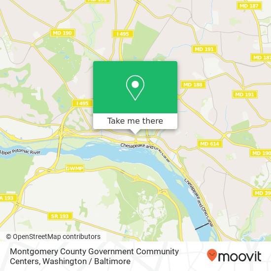 Mapa de Montgomery County Government Community Centers, 7425 MacArthur Blvd