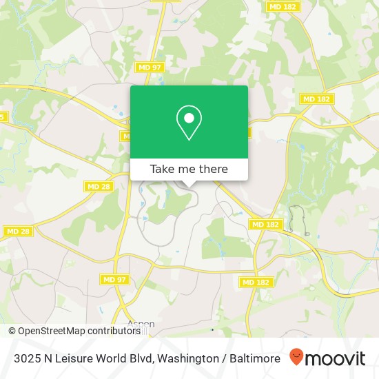 Mapa de 3025 N Leisure World Blvd, Silver Spring, MD 20906