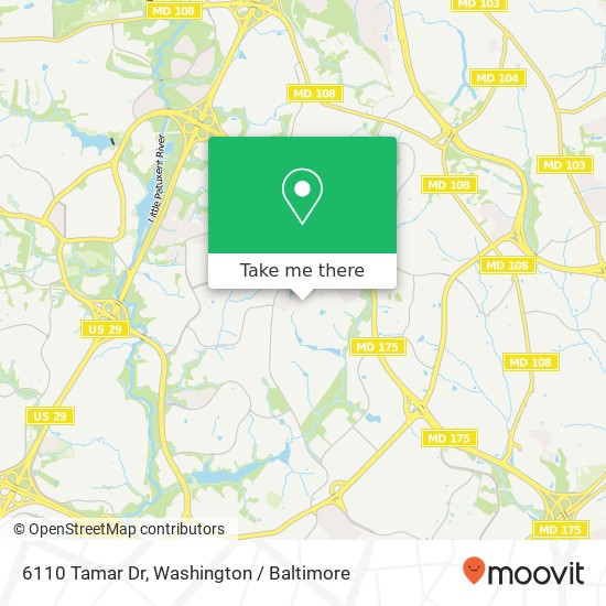 Mapa de 6110 Tamar Dr, Columbia, MD 21045