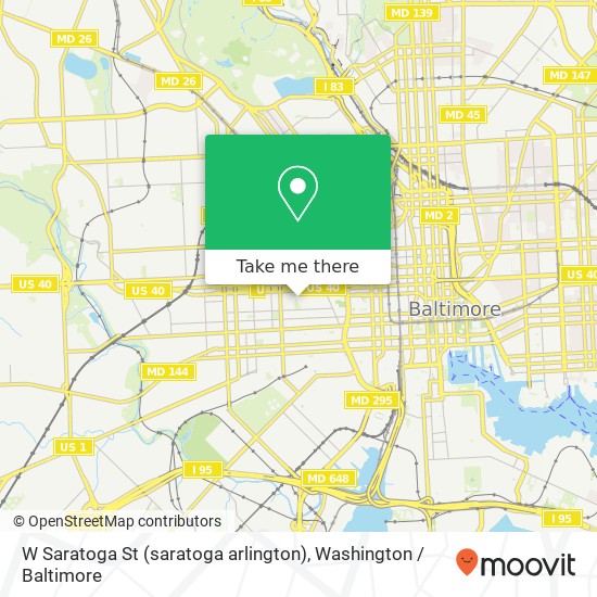 Mapa de W Saratoga St (saratoga arlington), Baltimore, MD 21223