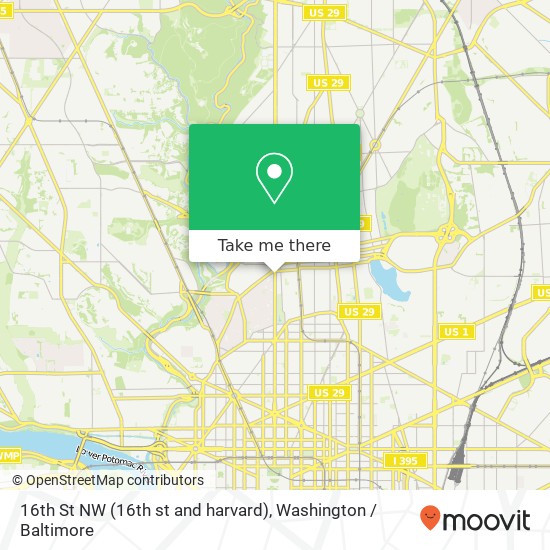 Mapa de 16th St NW (16th st and harvard), Washington, DC 20009