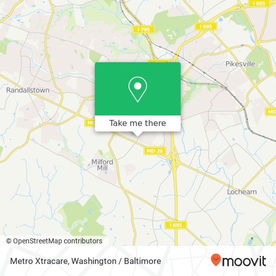 Mapa de Metro Xtracare, 3608 Milford Mill Rd