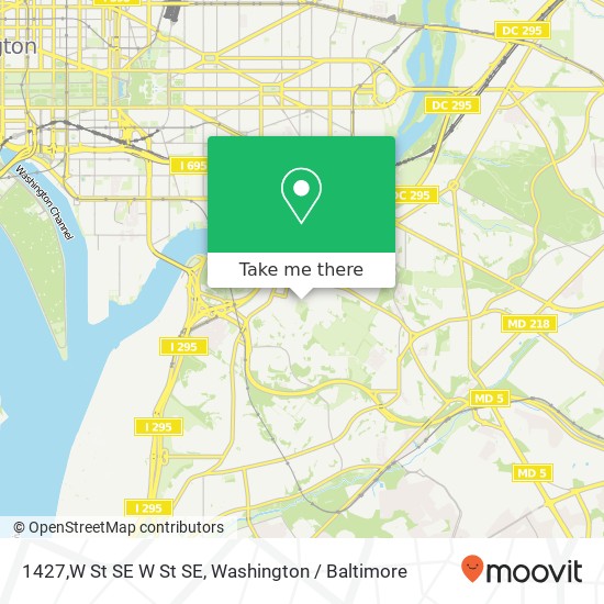 Mapa de 1427,W St SE W St SE, Washington, <B>DC< / B> 20020