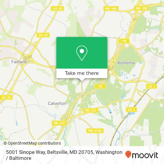 Mapa de 5001 Sinope Way, Beltsville, MD 20705