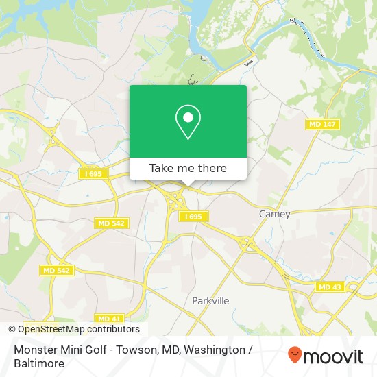 Mapa de Monster Mini Golf - Towson, MD, 1969 E Joppa Rd