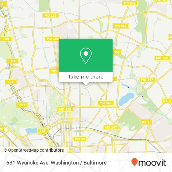 Mapa de 631 Wyanoke Ave, Baltimore, MD 21218