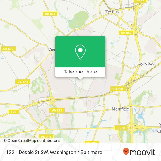Mapa de 1221 Desale St SW, Vienna, VA 22180