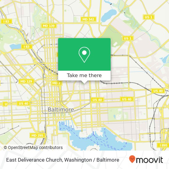 Mapa de East Deliverance Church, 1001 N Caroline St