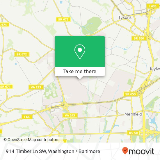 Mapa de 914 Timber Ln SW, Vienna, VA 22180