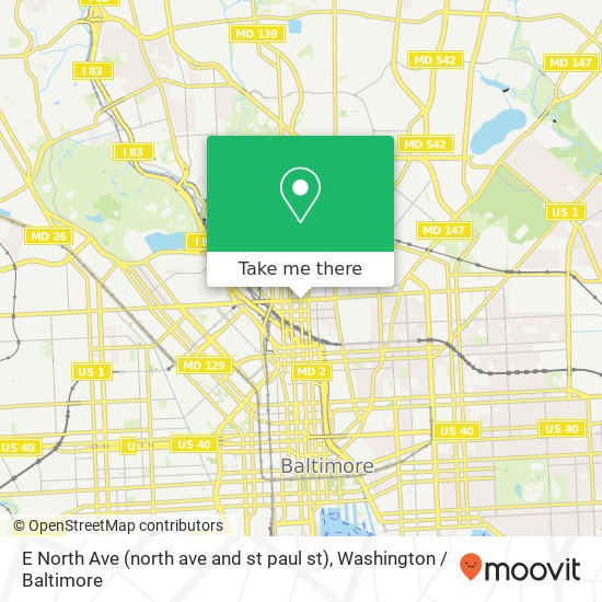Mapa de E North Ave (north ave and st paul st), Baltimore, MD 21202
