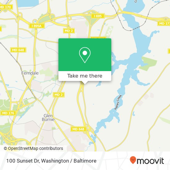 Mapa de 100 Sunset Dr, Glen Burnie, MD 21060