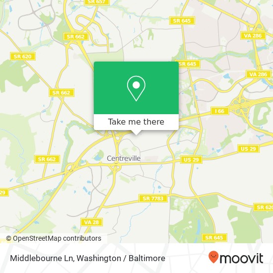 Mapa de Middlebourne Ln, Centreville, VA 20120