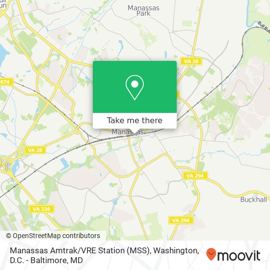 Mapa de Manassas Amtrak / VRE Station (MSS)