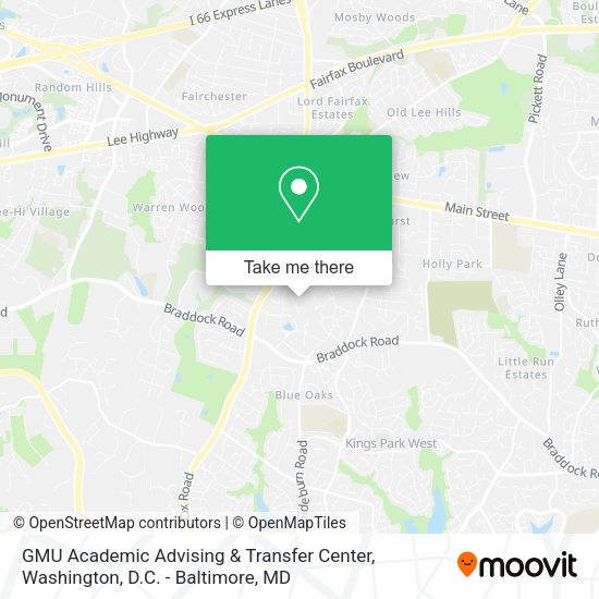 GMU Academic Advising & Transfer Center map