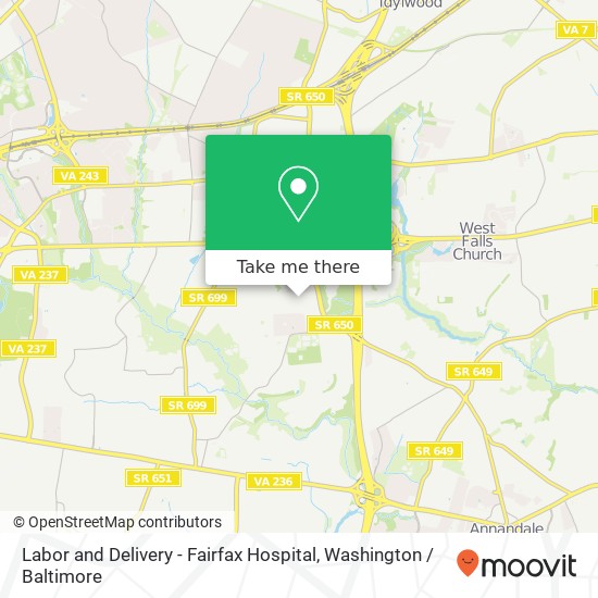 Mapa de Labor and Delivery - Fairfax Hospital