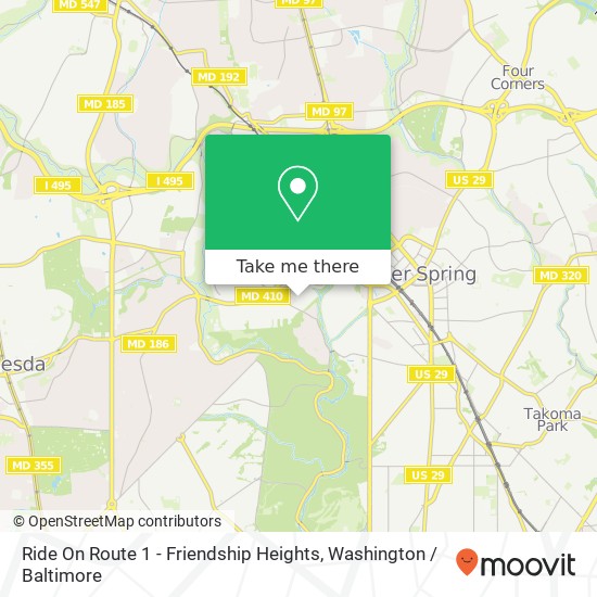 Mapa de Ride On Route 1 - Friendship Heights
