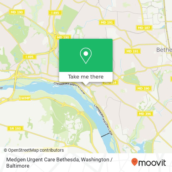 Mapa de Medgen Urgent Care Bethesda, 7307 MacArthur Blvd