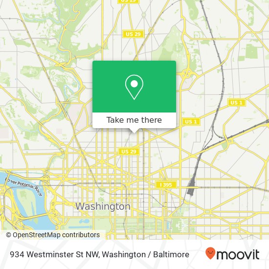 Mapa de 934 Westminster St NW, Washington, DC 20001