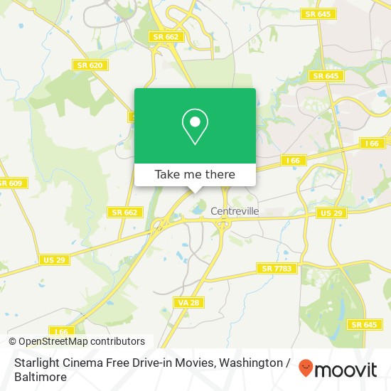 Starlight Cinema Free Drive-in Movies map