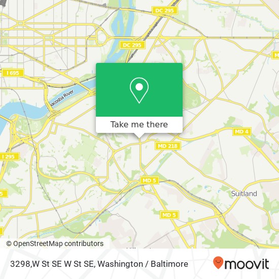 Mapa de 3298,W St SE W St SE, Washington, DC 20020