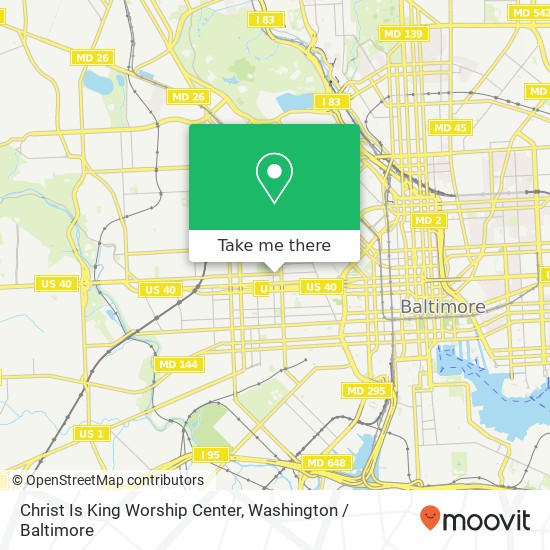 Mapa de Christ Is King Worship Center, 1323 Edmondson Ave