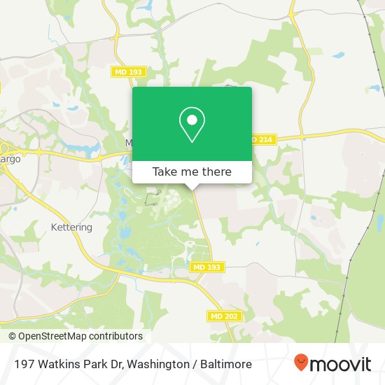 Mapa de 197 Watkins Park Dr, Upper Marlboro, MD 20774