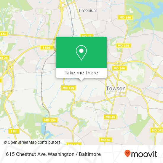 Mapa de 615 Chestnut Ave, Towson, MD 21204